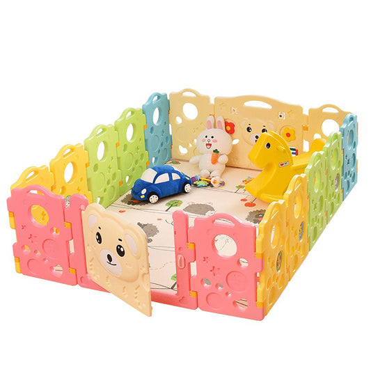 10pack 12-panels Plastic Baby Playpen,Indoor&Outdoor Foldable Kids Activity Centre Safety Play Yard with Door Lock,Snap-On installation,Multi(crawling mat not included)
