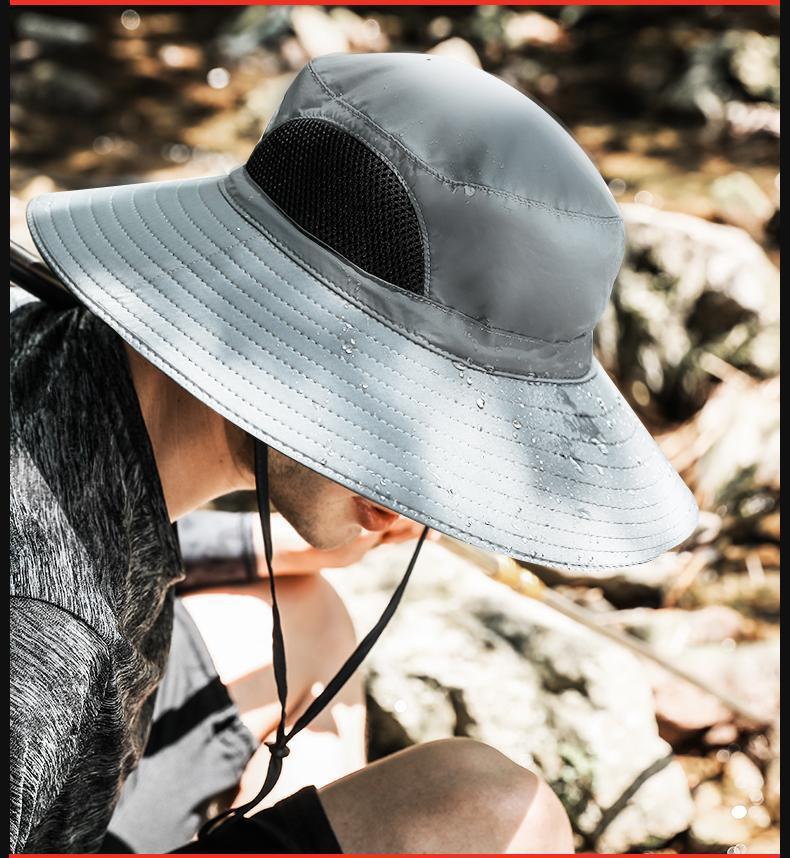 50pcs Sun Hats Cap for Man : Unisex Bucket Hat with Waterproof Satin Beach Hats with Wide Brim Breathable golf caps with Adjustable Fit Gray(复制)
