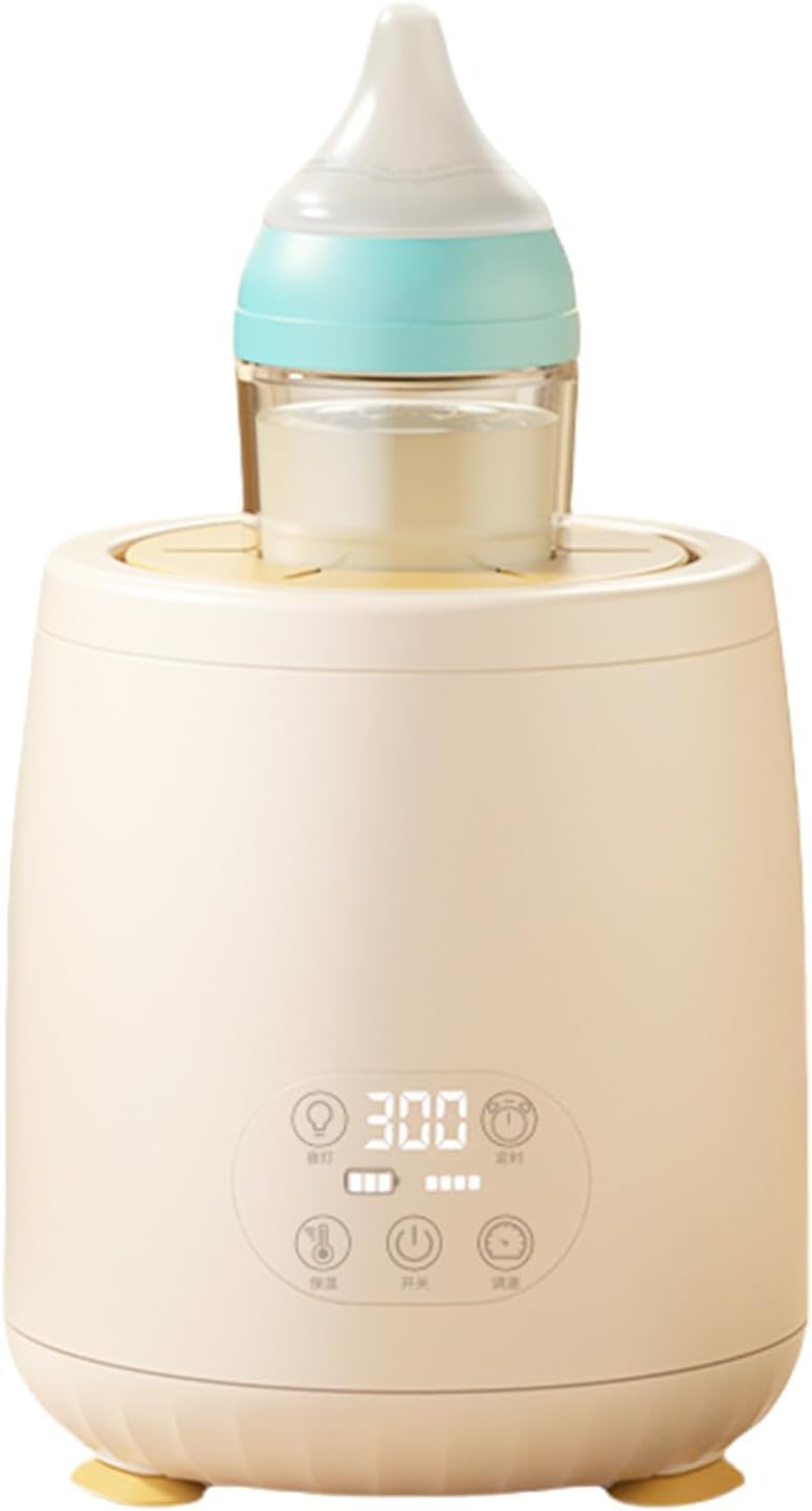SKY-TOUCH Baby Milk Bottle Shaker,Automatic Warmer Feeding Baby Bottle,Portable Electric Feeding Milk Shaker,4-Speed Adjustment,LED Night Light + Thermal Insulation,Khaki 12 * 12 * 14.5cm