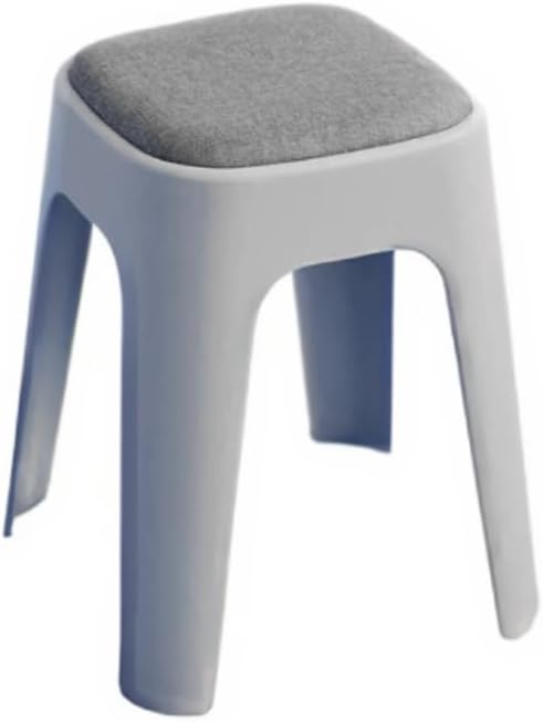 SKY-TOUCH 1pcs Durable Stacking Stools,Backless Stackable Stools Portable Plastic Stack Stools,Comfortable fabric cushions,For Makeup,Kitchen Dining,Classroom,Students,(Grey Color),31 * 31 * 48cm