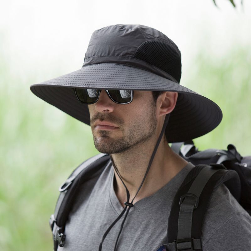 50pcs Sun Hats Cap for Man : Unisex Bucket Hat with Waterproof Satin Beach Hats with Wide Brim Breathable golf caps with Adjustable Fit Gray(复制)