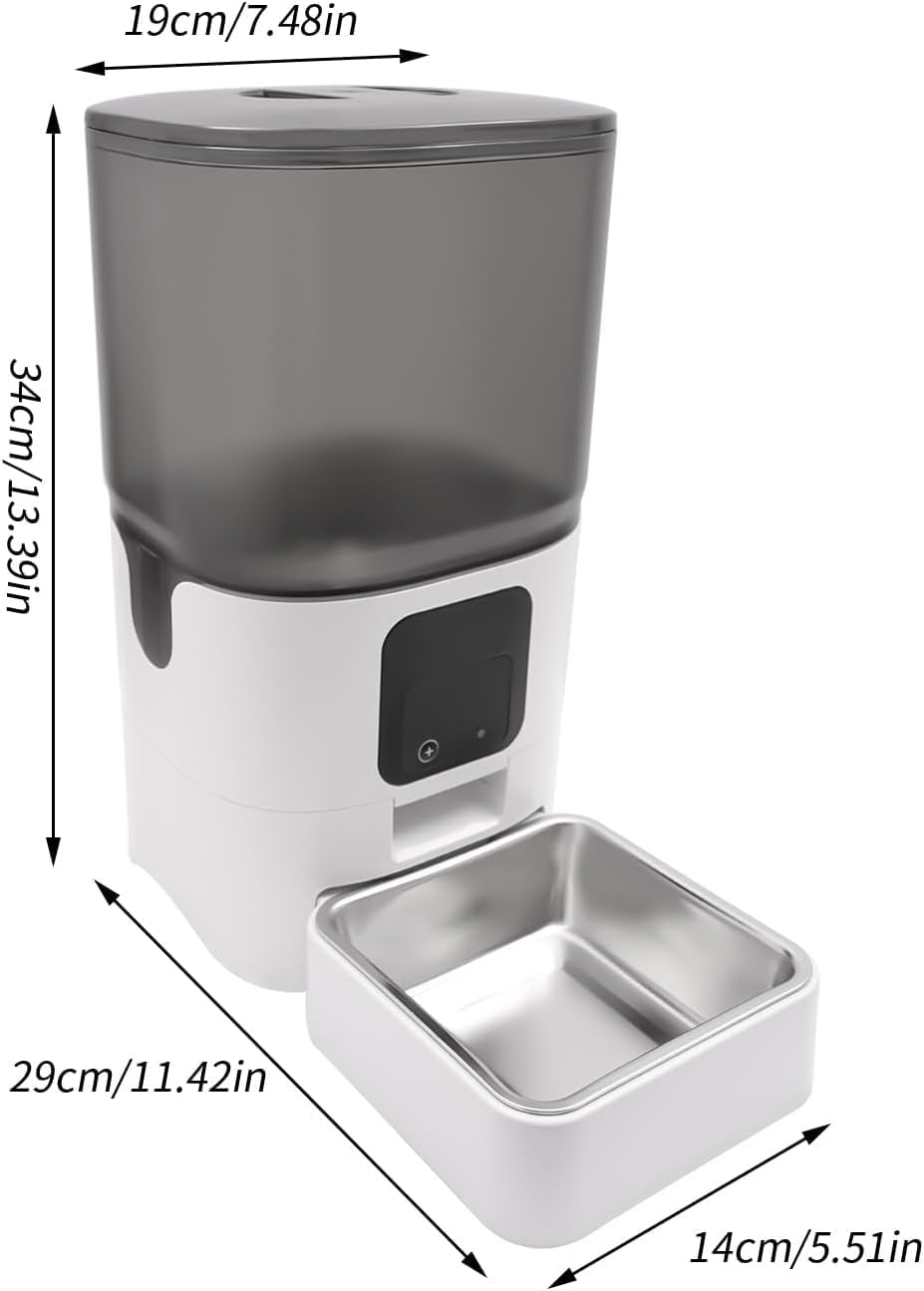 SKY-TOUCH Smart Automatic Cat Feeders: WiFi Pet Feeder with APP Control for Remote Feeding, Detachable for Easy Clean, Automatic Cat Food Dispenser with Alexa,1-30 Meals Per Day for Dog (6L/25Cup)