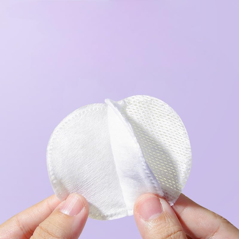 SKY-TOUCH 100% cotton makeup remover pads, 150 pieces of soft round cotton pads. Suitable for sensitive skin, gentle makeup removal, pure cotton round makeup remover pads, soft and durable, 5.8*5.8cm