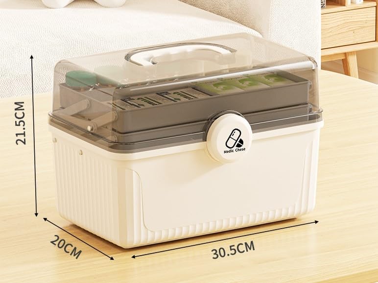 SKY-TOUCH Storage Box : 3 Layers Fold Plastic Medicine Storage Box with a Transparent Lockable Lid Tool Organizer Portable Handheld Case for Medicine Toys Tools Office Supplies