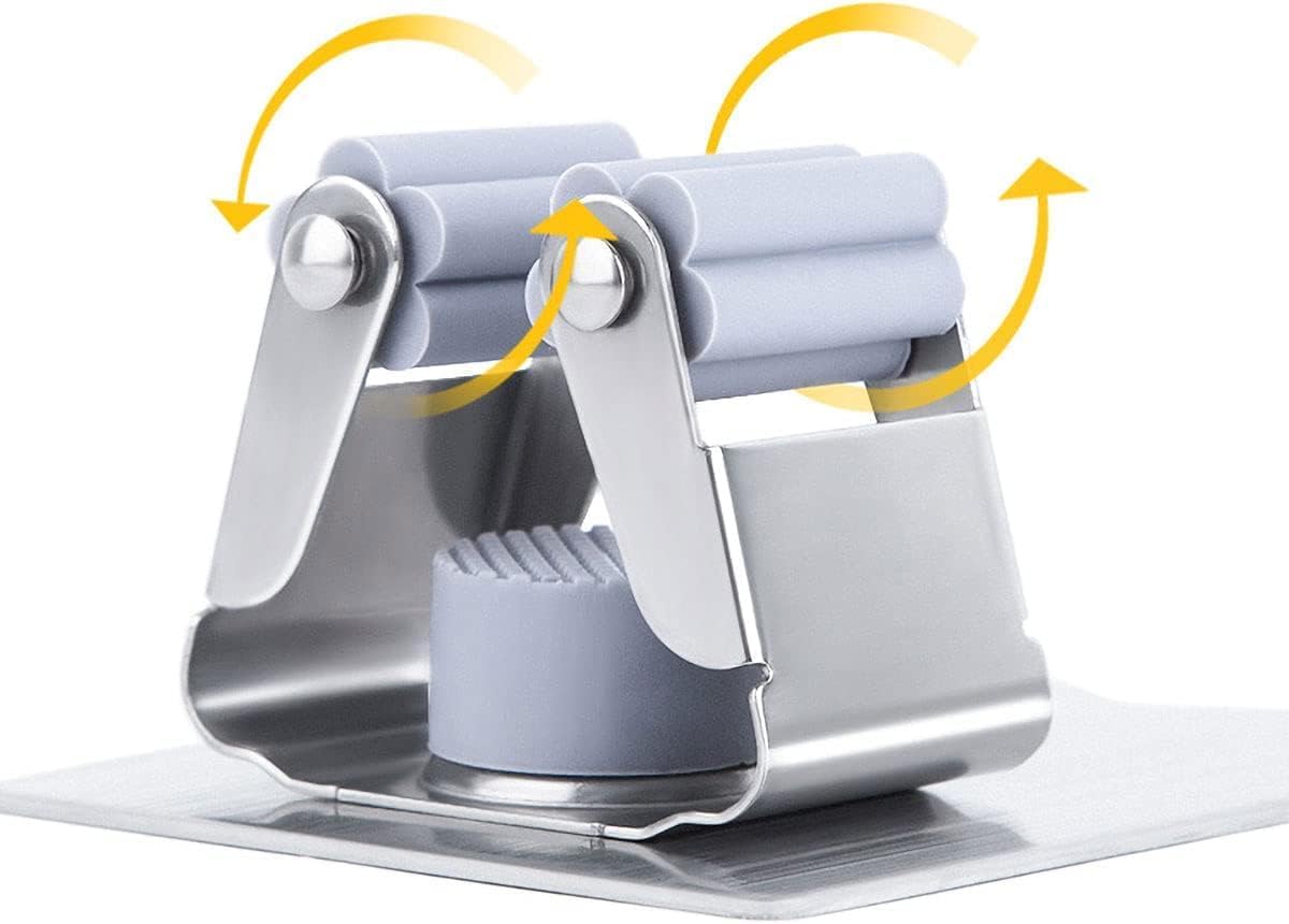 SKY-TOUCH 8 Pack Mop And Broom Holder,Wall Mount - Self Adhesive No Drilling,Anti-Slip Broom and Mop Wall Hanger Organizer,for Home, Kitchen, Garden, Garage Storage - Stainless Steel,Waterproof