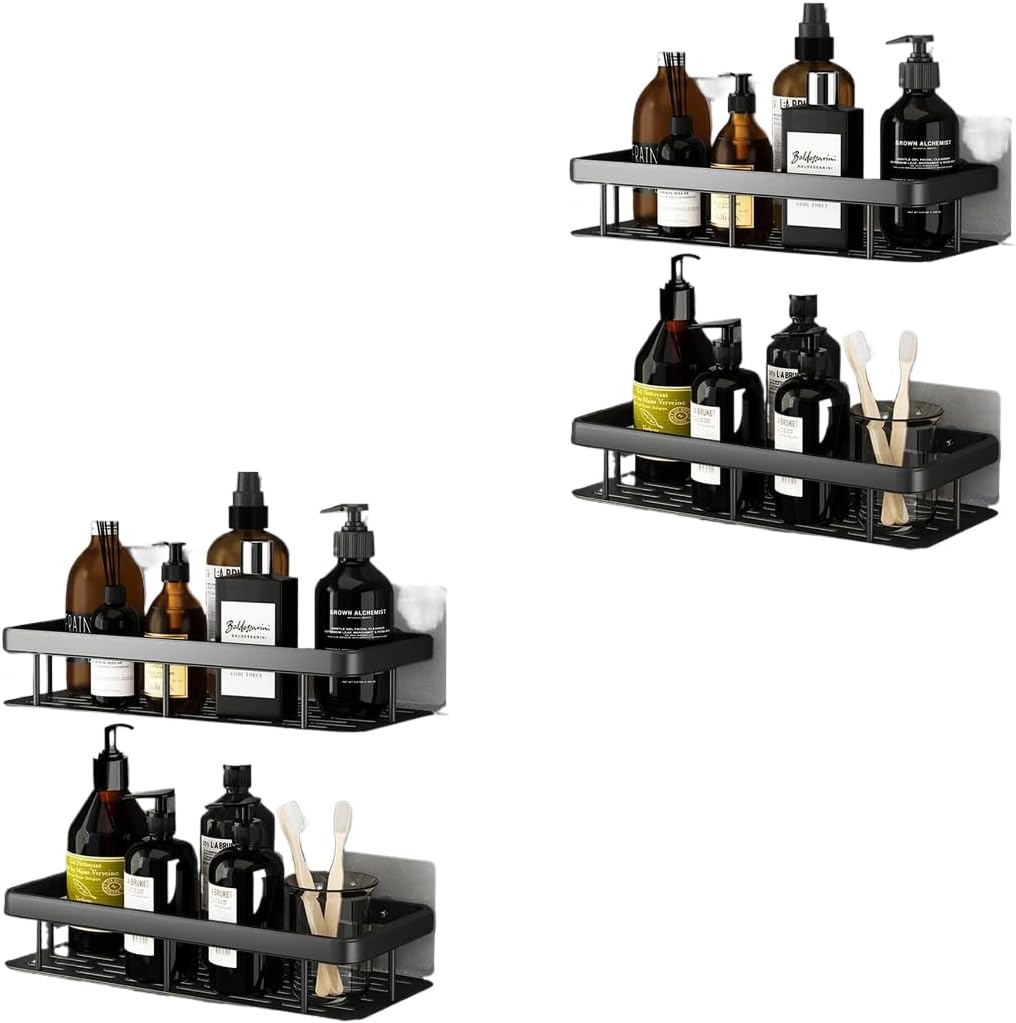 SKY-TOUCH 4 Pack Shower Caddy,Bathroom Shower Organizer shelves,Rustproof Waterproof& Easy Mount,No Drilling - Self Adhesive,Home Wall Shower Inside Organization,30 * 13 * 4cm,Max Capacity 30lbs