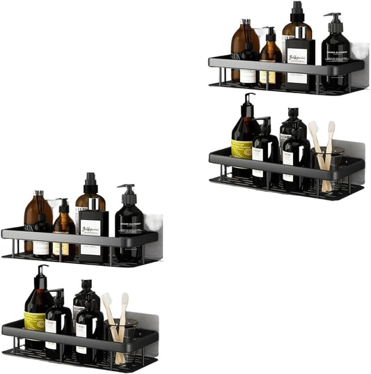 SKY-TOUCH 4 Pack Shower Caddy,Bathroom Shower Organizer shelves,Rustproof Waterproof& Easy Mount,No Drilling - Self Adhesive,Home Wall Shower Inside Organization,30 * 13 * 4cm,Max Capacity 30lbs