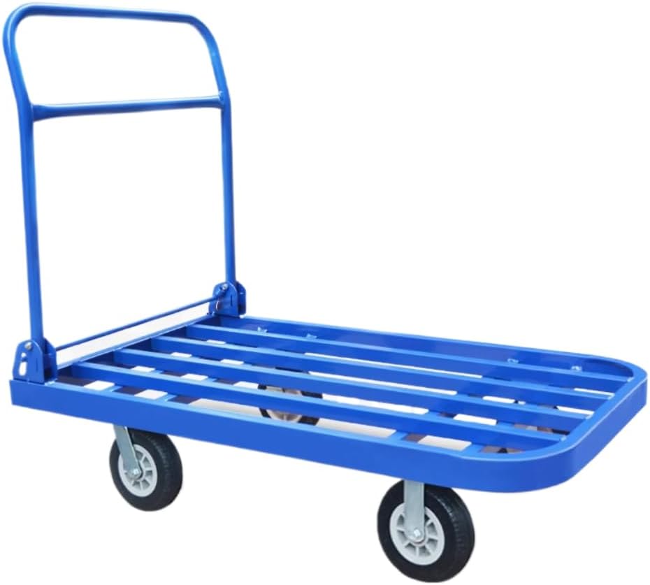 SKY-TOUCH Foldable Platform Flat Trolley,Heavy Duty Hand Truck,with Mute Wheels,350KG Load Capacity,90 * 60 * 86 cm,Blue