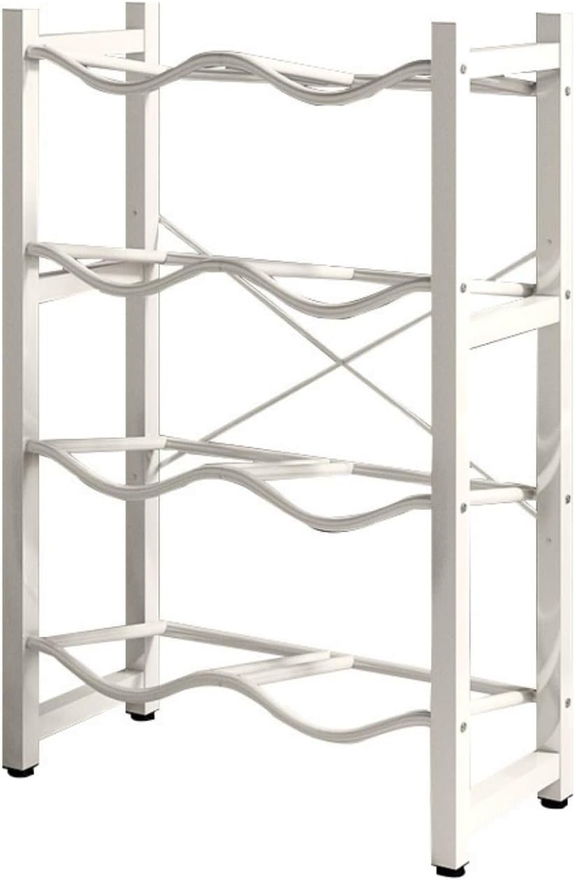 SKY TOUCH Water Bottle Storage Stand 4 Tier, Water Bottle Holder 8 Bottles of 5 Gallons Heavy Duty Water Jug Rack for Kitchen Home and Office Easy To Assemble, White