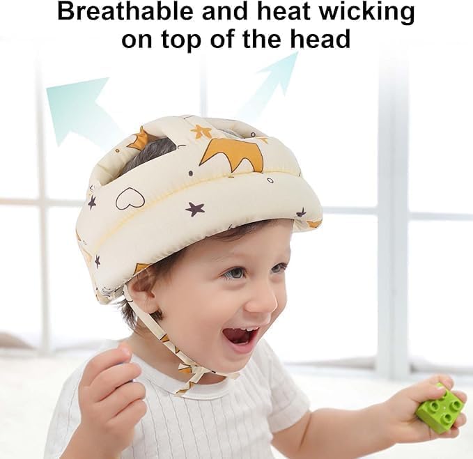 SKY-TOUCH Baby Safety Helmet,Adjustable & Breathable Head Protector for Infants and Toddlers,No Bumps Cushion Cap for Crawling,Running,Playing,Soft Protective Headgear with Knee Pads(6-36 Months)