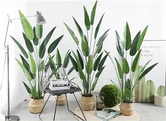 SKY-TOUCH Artificial Fake Plants: Banana Leaf Faux Plants Indoor Realistic Plants with Banana Leaf for Office Home Room Decor