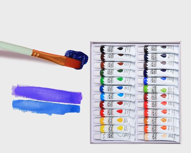 مجموعة طلاء أكريليك SKY-TOUCH: 24 لونًا 12 مل دهانات فنية غير سامة للأطفال والكبار رسم رسم DIY لوازم فنية لقماش القماش السيراميك والزجاج والحجر نموذج لوحة خشبية