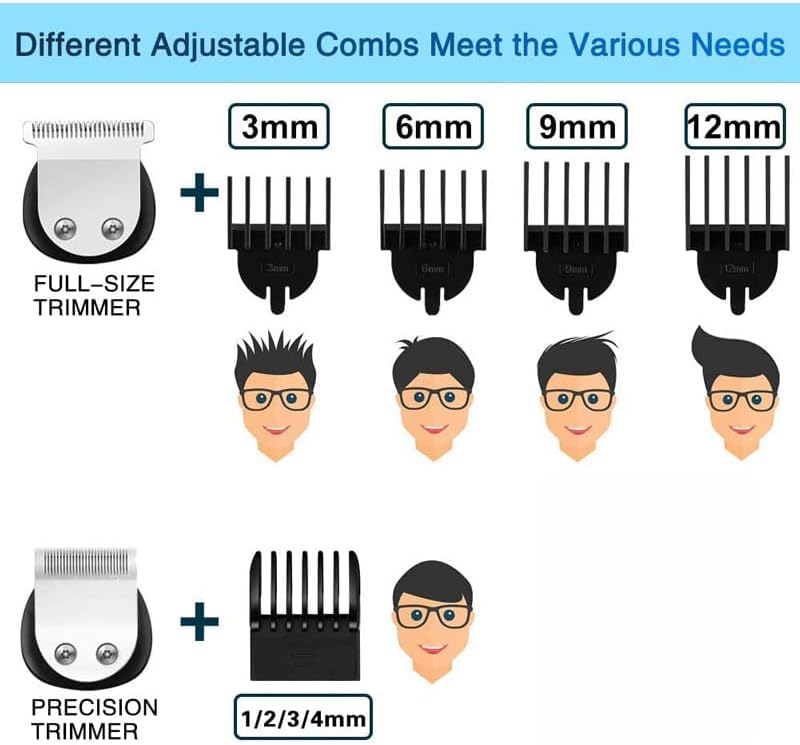 SKY-TOUCH 13 Pcs All-in-One Beard Trimmer & Hair Clipper: Mens Grooming Kit for Beard Face Nose Ear Hair Trimmer Rechargeable Cord/Cordless Haircutting Kit with Storage Base, Gifts for Men (Black)