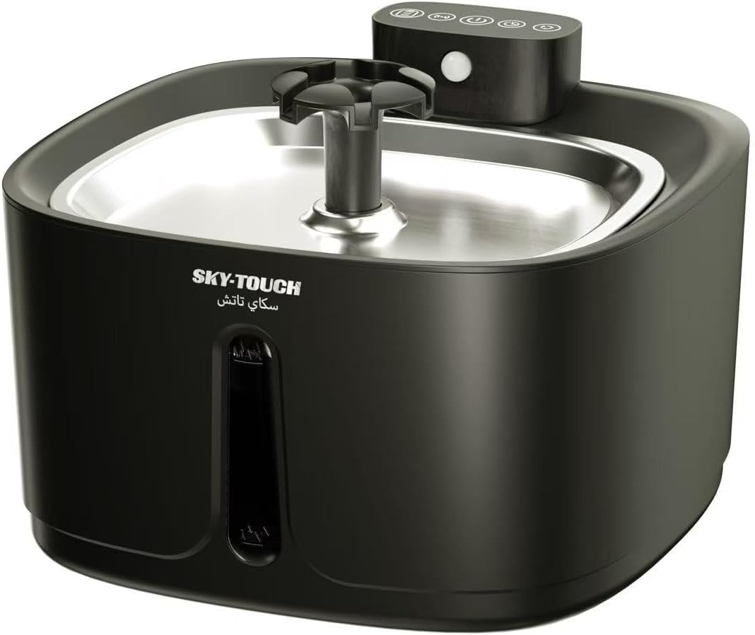 SKY-TOUCH Intelligent Induction Cat Water Fountain|3.2L Cordless Water Dispenser|30dB Ultra Quiet|60-Day Battery Life|1.5M Infrared Sensor|3 Water spray Modes|Low energy consumption, Black,21*21*14cm