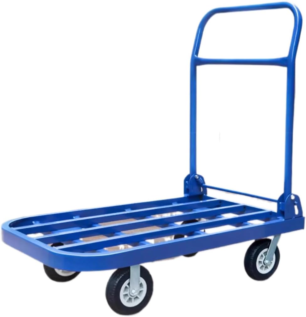 SKY-TOUCH Foldable Platform Flat Trolley,Heavy Duty Hand Truck,with Mute Wheels,350KG Load Capacity,90 * 60 * 86 cm,Blue