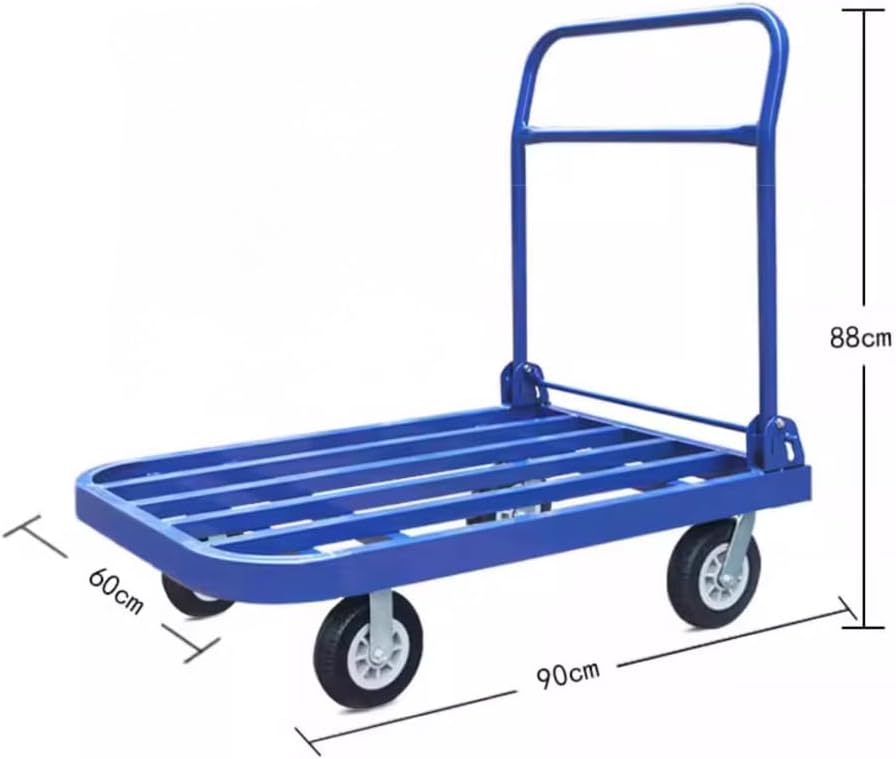 SKY-TOUCH Foldable Platform Flat Trolley,Heavy Duty Hand Truck,with Mute Wheels,350KG Load Capacity,90 * 60 * 86 cm,Blue