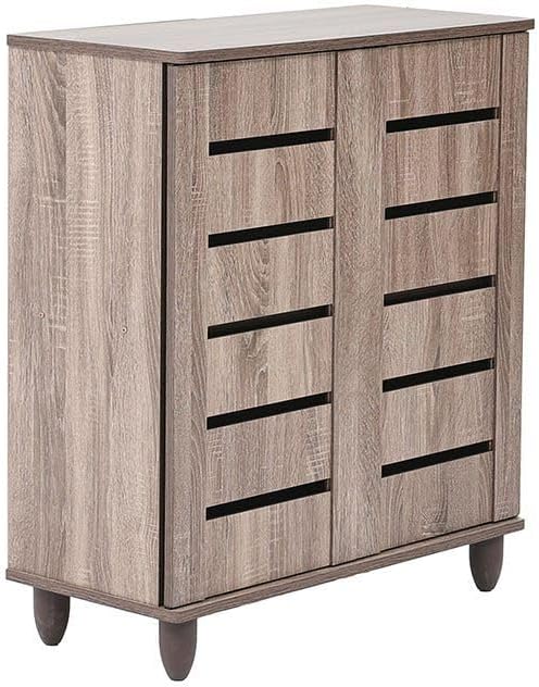 SKY-TOUCH 4 Tier Shoe Storage Cabinet,Shoe rack with 2 Door for entryway,Modern Design Furniture Shoe Storage Cabinet for Closet, Living Room, Bedroom(L76xW33xH86 cm)