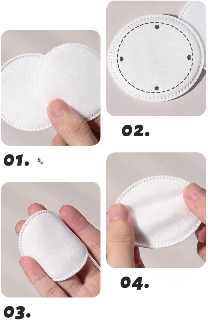 SKY-TOUCH 100% cotton makeup remover pads, 150 pieces of soft round cotton pads. Suitable for sensitive skin, gentle makeup removal, pure cotton round makeup remover pads, soft and durable, 5.8*5.8cm