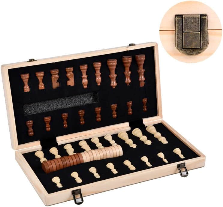 SKY-TOUCH Magnetic Wooden Chess Set, Chess Set, Chess Board, Adult Magnetic Chess Board Set,Classic Handmade Game Board,Portable and Folding Game Board for Kids and Adults,Beginners and Professionals