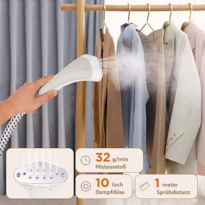 SKY-TOUCH 1800W Vertical Garment Steamer for Clothes,Quick Care with Powerful Steam Upto 35g/min,1.4L Detachable Tank,Glove,Ideal for Delicate Clothes and Long Garments,10 Gear Adjustment