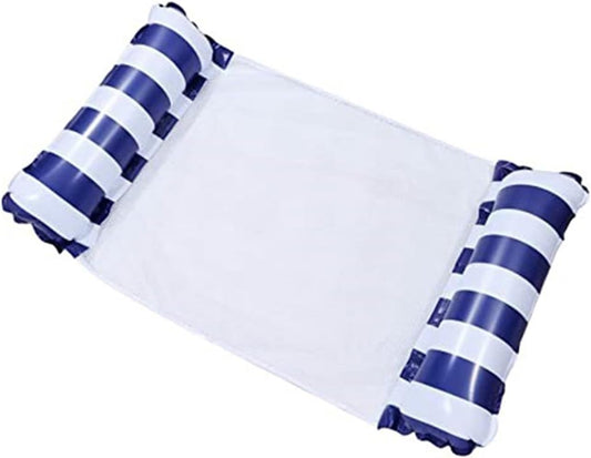 SKY-TOUCH Inflatable Pool Float, 1 Pack Meegoo Inflatable Water Hammock for Adults, Portable Water Hammock with Bottom Mesh for Vacation Fun and Rest, Water Lounge,(With air pump)Dark Blue,120 * 70cm