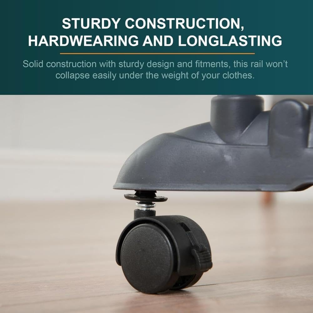 SKY-TOUCH Double Rail Clothes Rack, Movable Portable Clothes Drying Rack, Bedroom Laundry Room Display Rack with Wheels and Sturdy Base, Black, 78 * 41 * 152 cm, Adjustable Height