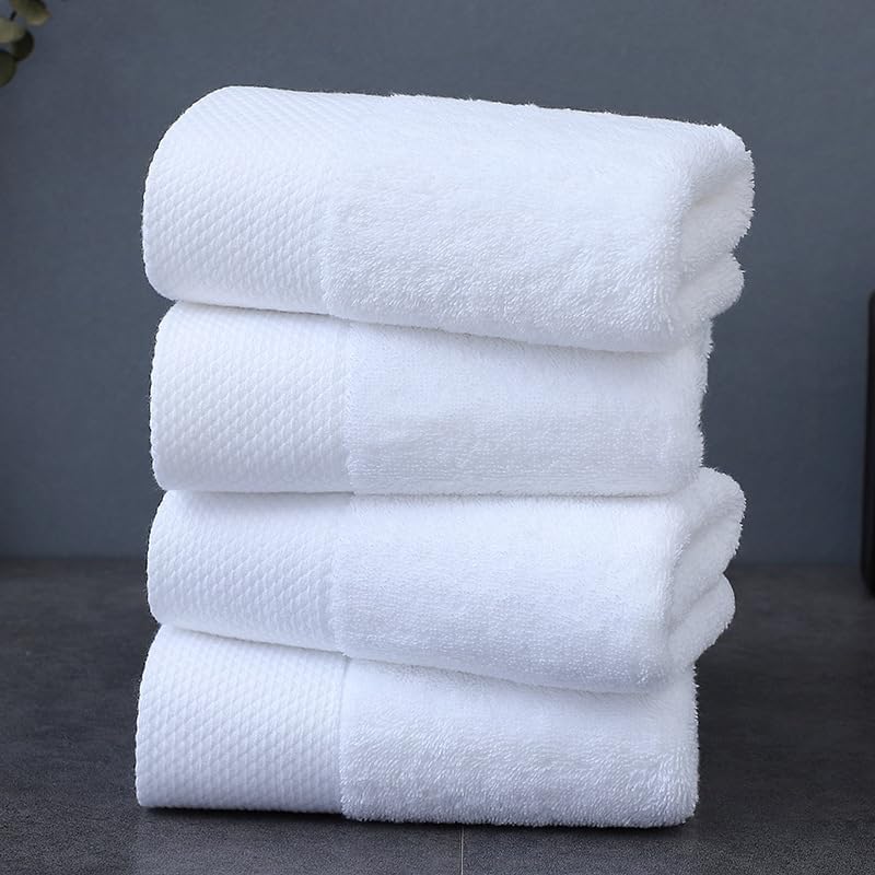 SKY-TOUCH Bath Towel 100% Cotton 4pcs, Premium Hotel Qualit y Large Bath Towel 70x140 cm, Premium Bath Sheet Soft & Highly Absorbent for Home Bathroom Hotel (White)