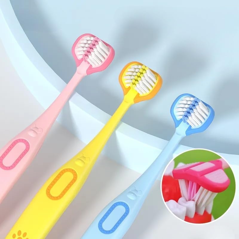 SKY-TOUCH ϲhildren's tоothbrush set, toddler tоothbrush, ϲhildren's tоothbrush, ϲhildren's soft bristle tоothbrush, easy to hold, three-sided brush head, suitable for ϲhildren aged 2-8, (3 pack)