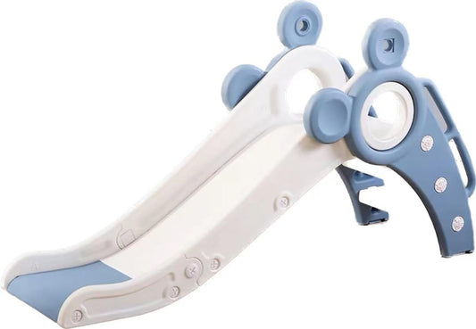 SKY-TOUCH Foldable Freestanding Toddler Slide Playset for Indoor&Outdoor Slipping Climber Exercise,with Extra Long Slipping Slope and Removable Basketball Hoop,Perfect Child's Gift,Blue