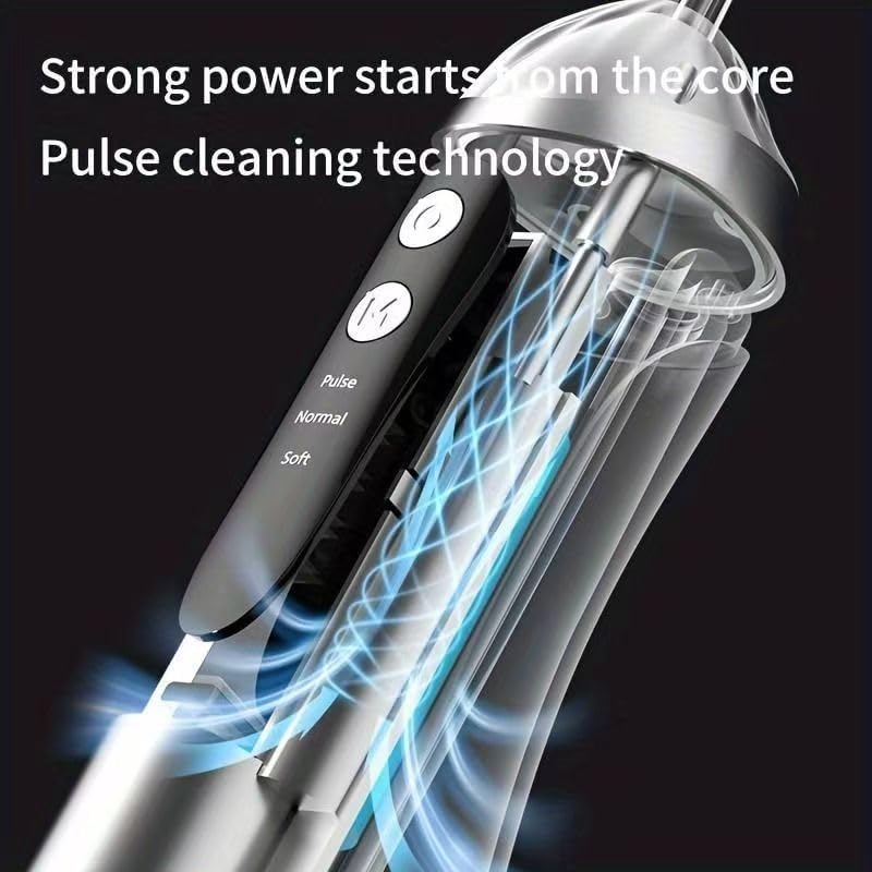SKY-TOUCH Water Flosser Professional Cordless Oral Irrigator,with 3 Modes 4 Replaceable Tips,Deep Cleaning, Rechargeable, Waterproof, BPA-Free, Portable, Home and Travel, Black