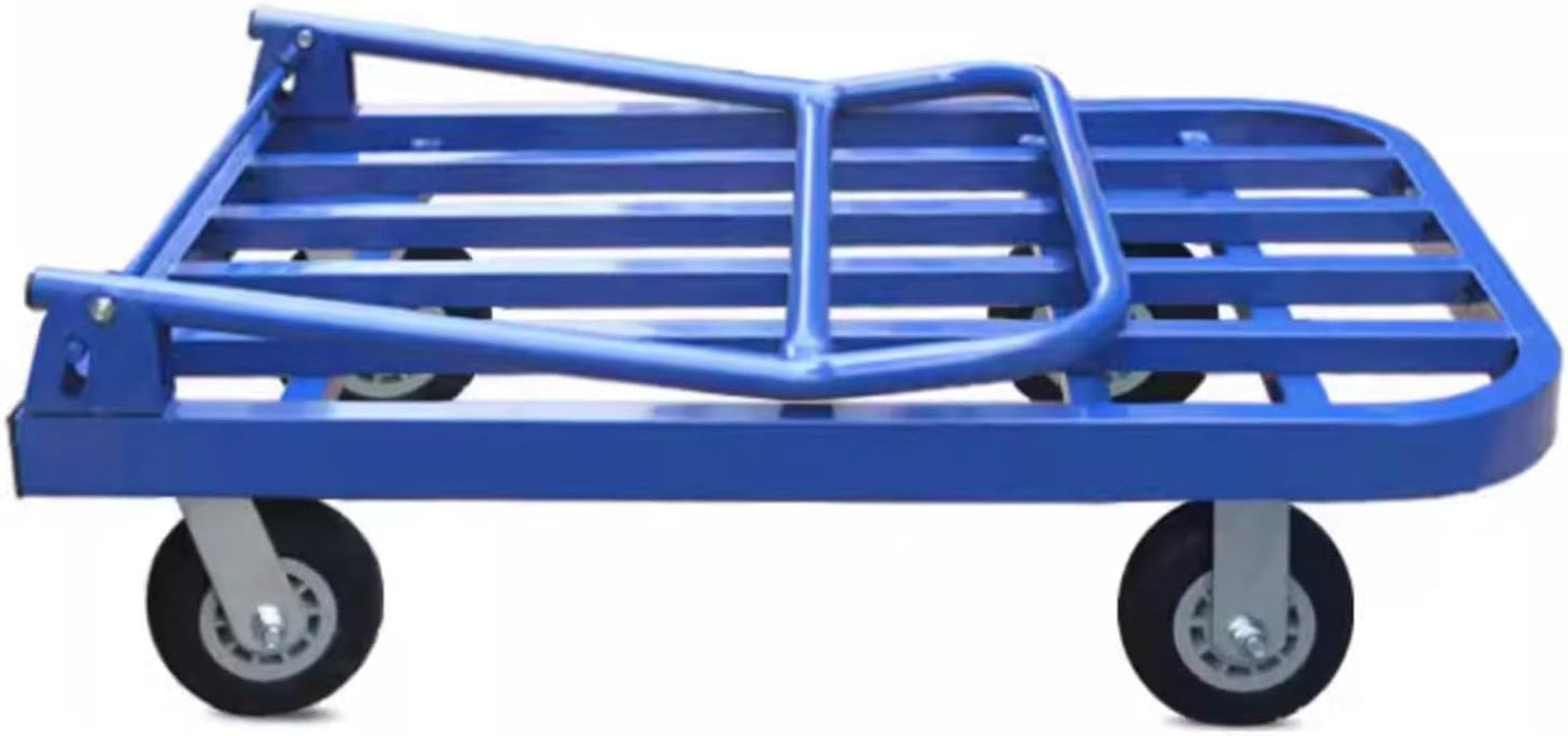 SKY-TOUCH Foldable Platform Flat Trolley,Heavy Duty Hand Truck,with Mute Wheels,350KG Load Capacity,90 * 60 * 86 cm,Blue