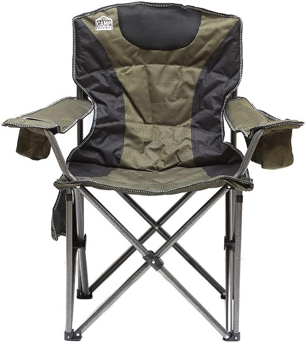 SKY-TOUCH Portable Foldable Camping Chair with Armrests, Storage Pockets & Cup Holders – Sturdy & Comfortable Outdoor Chair,with Carry Bag,Maximum capacity:-150 kg(95x60x109cm),Green