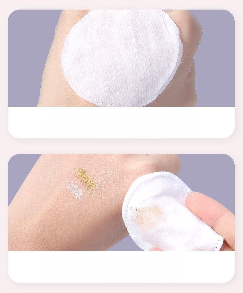 SKY-TOUCH 100% cotton makeup remover pads, 150 pieces of soft round cotton pads. Suitable for sensitive skin, gentle makeup removal, pure cotton round makeup remover pads, soft and durable, 5.8*5.8cm