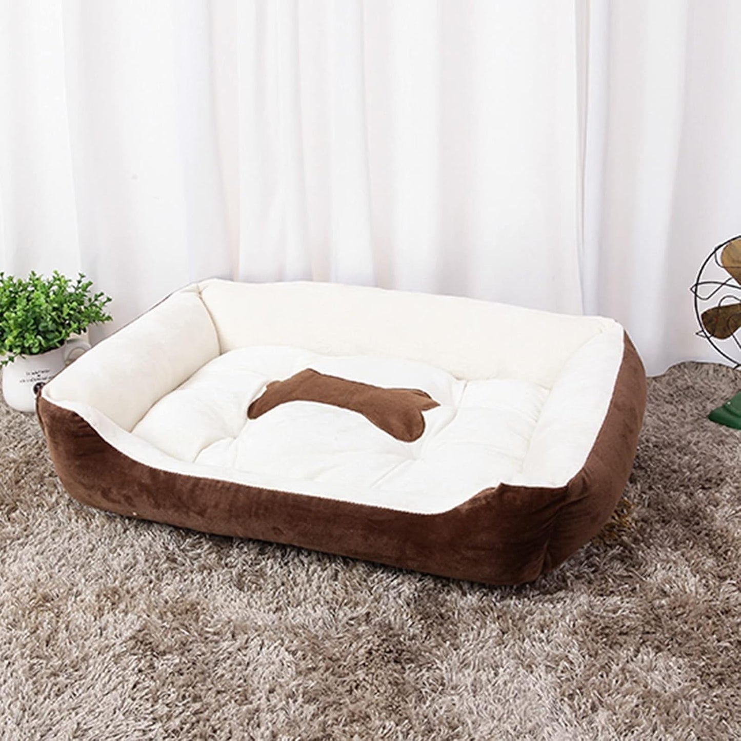 SKY-TOUCH Rectangle Dog Beds, Sleeping Pet Bed Washable with Anti-Slip Waterproof Bottom, Soft Cosy Mattress Cushion for Small, Medium, Large Pets, 80x60x15CM