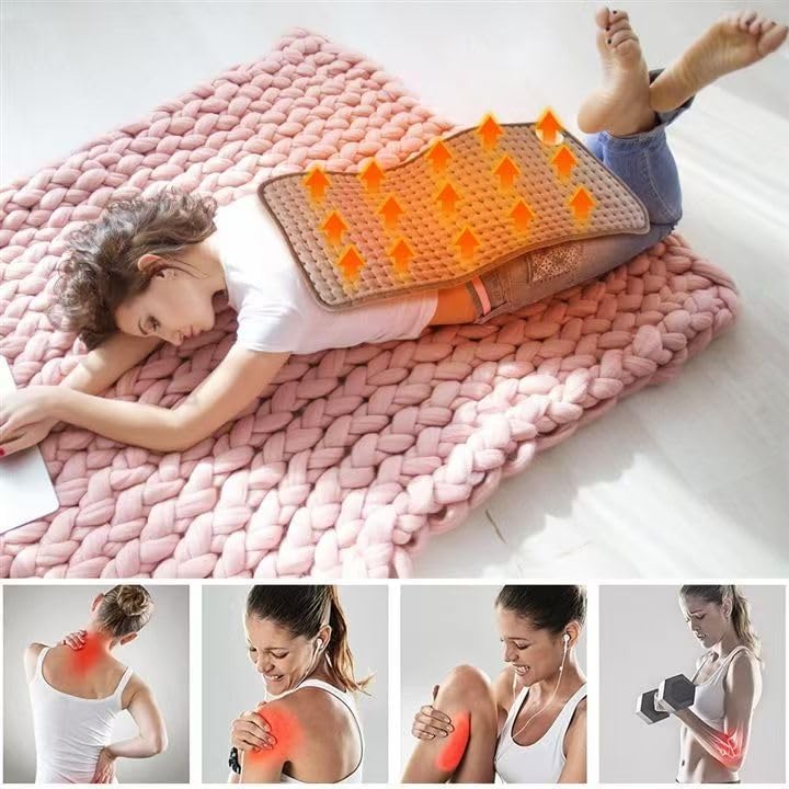 SKY-TOUCH Heating pad, Electric Heat Pad with Automatic Switch-Off and 9 Temperature (35°-75°) Heating pad for Back Neck Shoulder Belly Heating Technology - Machine Washable,30 * 60cm,Grey