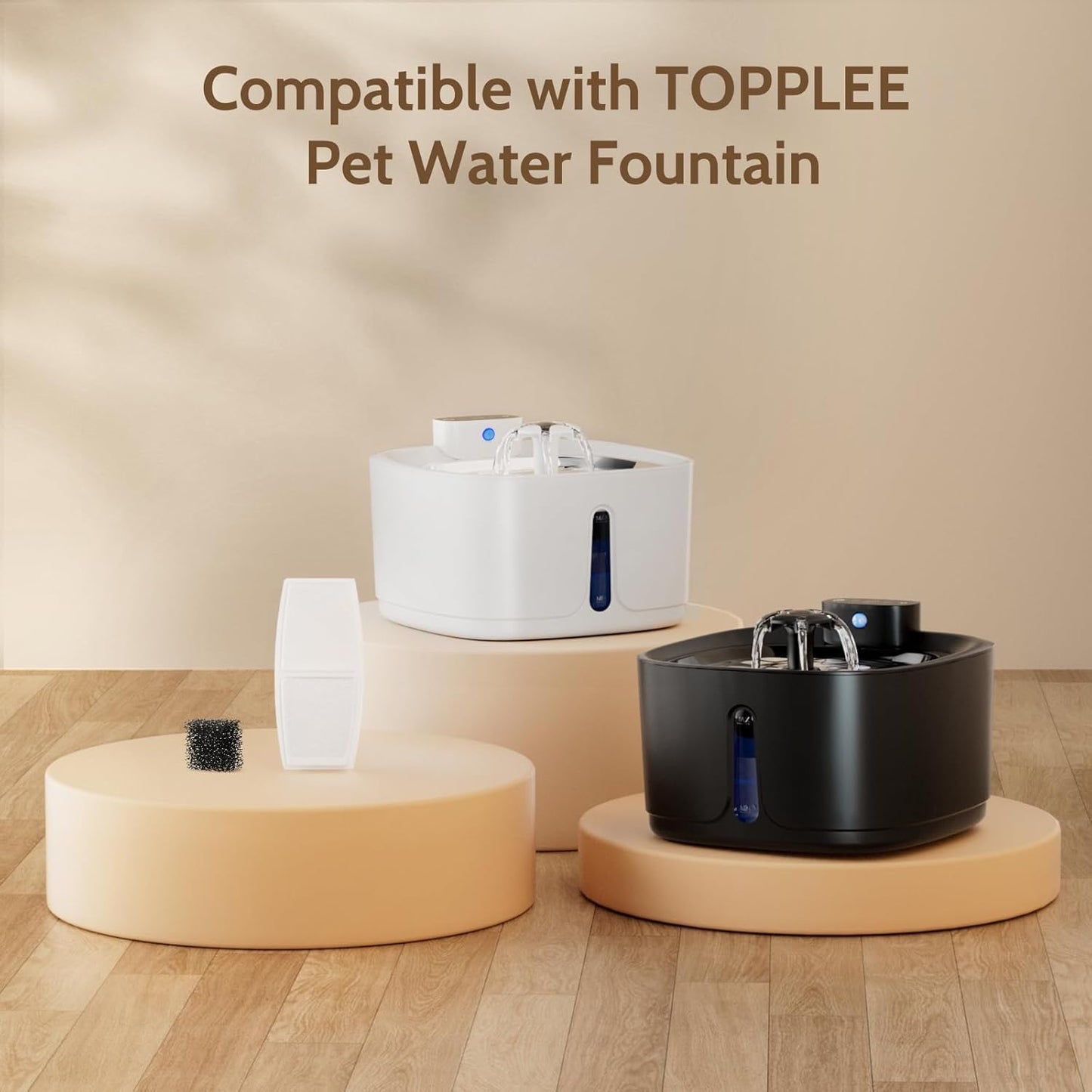 SKY-TOUCH Cat Water Fountain 6 Pieces Filter Element + 2 Sponge Elements, Filter Water Dispenser for Cat and Puppy Replacement Filter Cartridge Filter