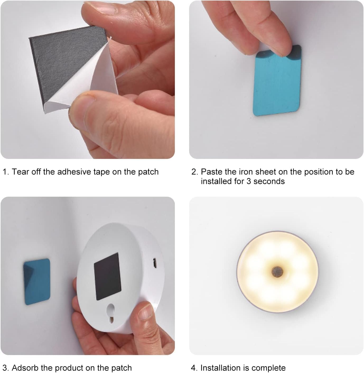 SKY-TOUCH قطعة واحدة من ضوء مستشعر LED: مصباح تحريض ذكي للجسم يعمل بمنفذ USB قابل لإعادة الشحن، ضوء خزانة لاسلكي 2 وضع اللون لضبط الدرج وغرفة النوم وغرفة المعيشة وخزانة الملابس والحمام تحت الخزانة