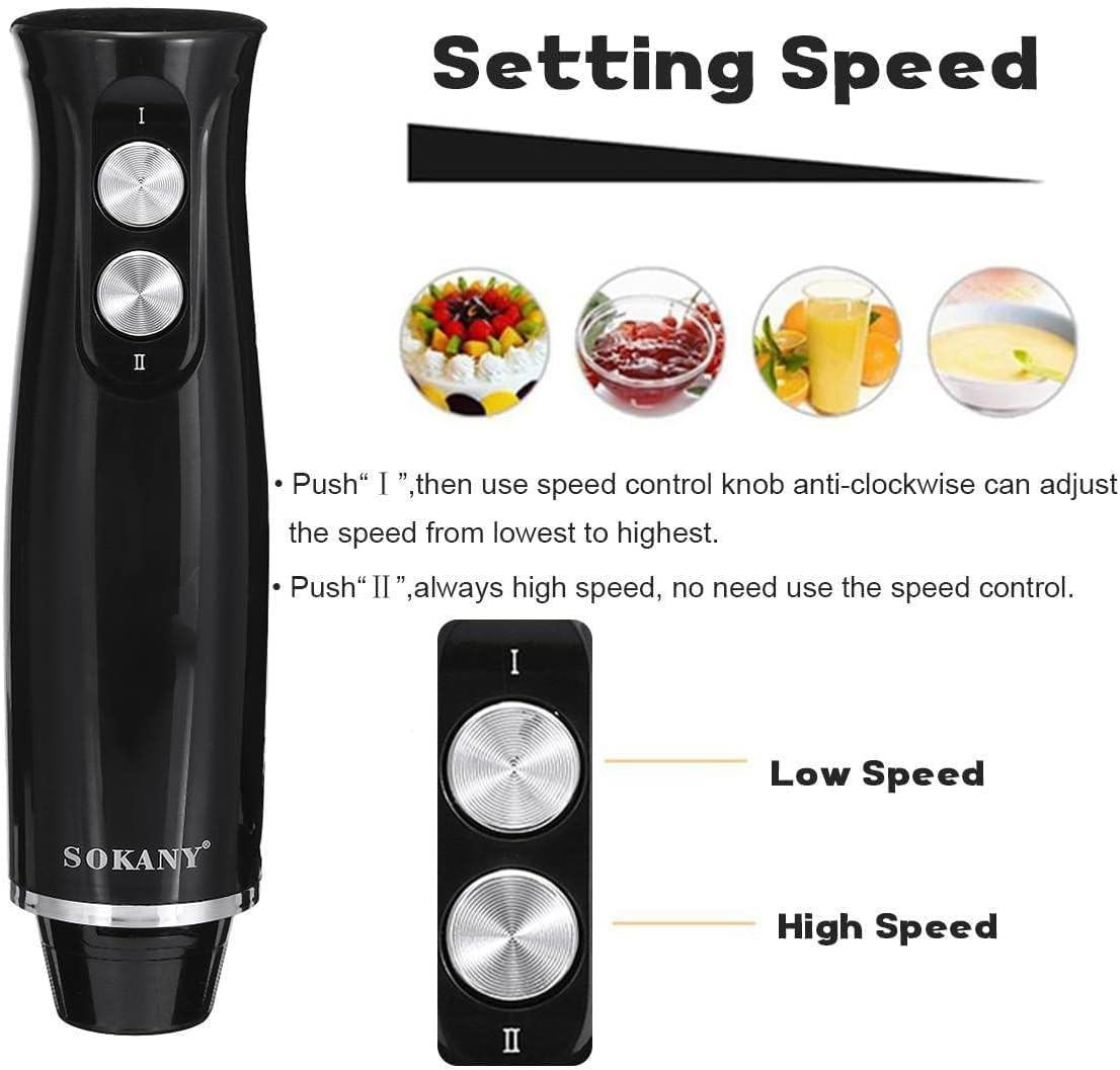 SKY-TOUCH 4 In 1 Immersion Hand Blender,500W Electric Blender Handheld,Stainless Steel Blades,Dual Speed,700ml Beaker,500ml Chopping Bowl,for Kitchen,Smoothie and Baby Food with Chopper, Whisk