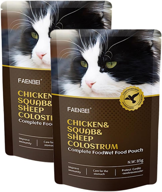 SKY-TOUCH Cat Wet Food : Complete Nutrition for Balanced Diet, Grain & Potato Free Formula, Cat Velvet Mousse For All Life Stages, 85g Pouch (2 Pack)