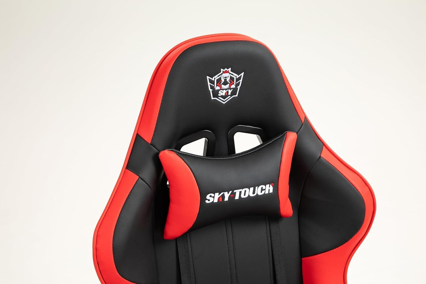 SKY-TOUCH Ergonomic Gaming Chair | PC Gaming Chair | Computer Chair | Reclining,Headrest,Footrest,Lumbar Support, Adjustable Armrests,Height Adjustable | Swivel,54x52x132cm, Red,Thickened Pu leather