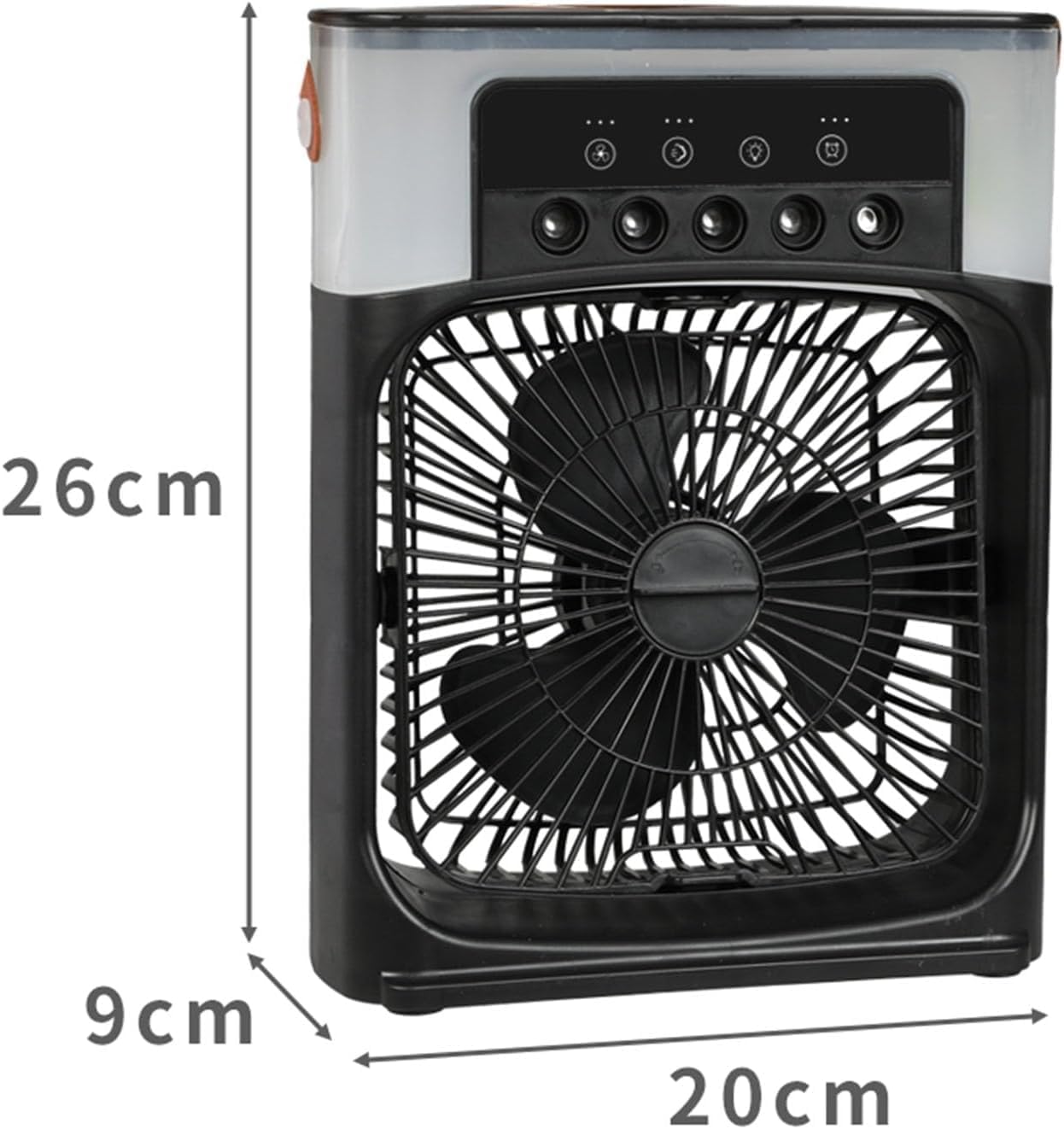 SKY-TOUCH 4 in 1 Portable Desk Fan with Cooling Mist,with 90° Oscillation,with Timer 1-3H, 3 Wind Speeds, 5 Spray Modes, 7 Colour Night Light for Home, Office, Bedroom, Black- 600ml Water Tank
