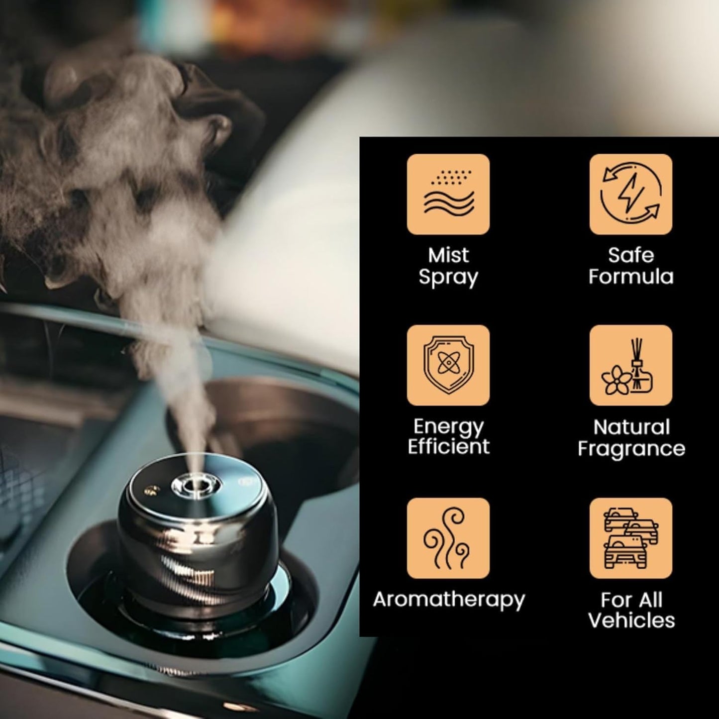 SKY-TOUCH Car Air Fresheners : 160ml Smart Diffuser with Starry Sky Projection USB Rechargeable 3 Spray Modes Aroma Diffuser for Home, Office & Car (Ebony Agarwood)