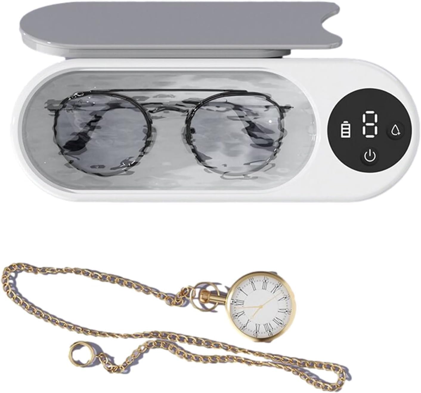 SKY-TOUCH Ultrasonic Cleaner,Professional 500ml Jewelry Cleaner with 45000Hz Frequency, Basket, and 10 Digital Timer Settings for Rings, Glasses, Watches, and Dentures Cleaning
