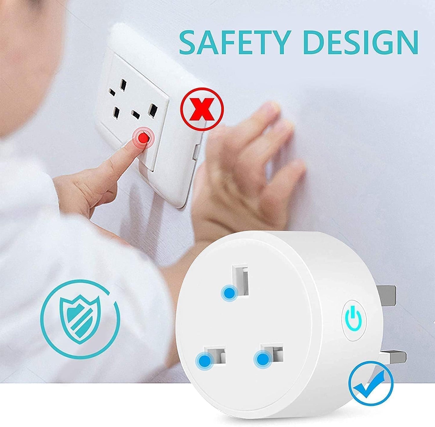 SKY- TOUCH Smart WiFi Plug,Smart Plug,1 Pack 16A Smart Outlet Plug with Alexa, Google Home,Smart Life,Tuya,Mini Socket with Remote Control & Voice Control with Electricity Statistics Timer Function