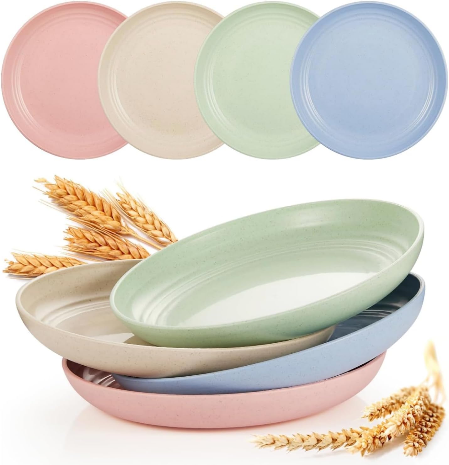 SKY-TOUCH Unbreakable Plastic Dinner Plates Set of 4, Reusable