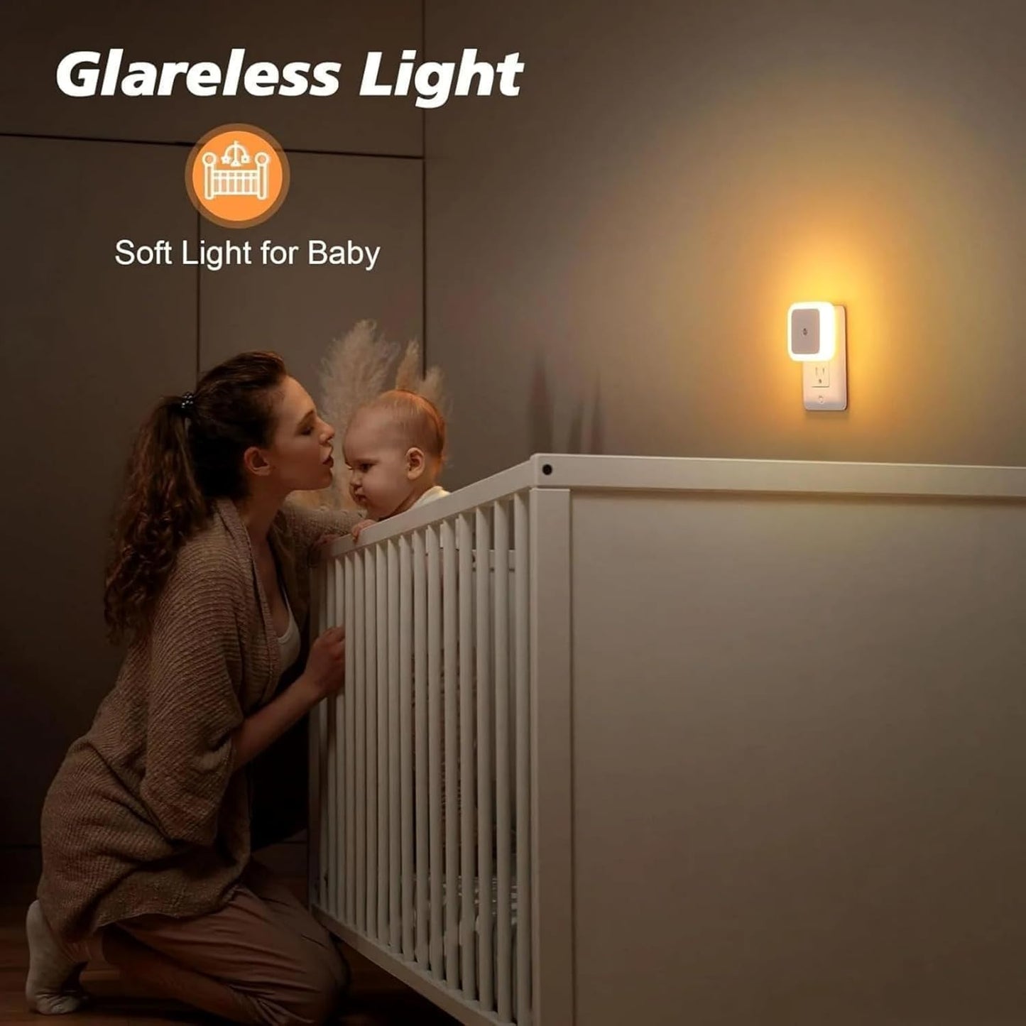 SKY-TOUCH 4Pcs Light Control Nightlight, Warm LED Nightlight, Wall-Mounted, The Light Turns On When The Sensor Is Activated, Suitable for Children's rooms, Bathrooms, Kitchens, Etc, White Warm Light