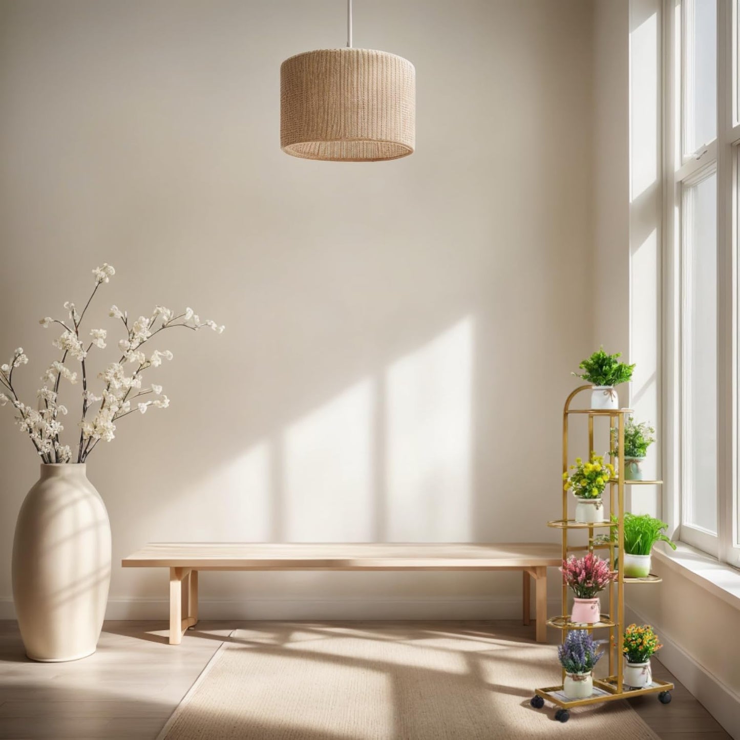 SKY-TOUCH 6-Tier Metal Plant Stand with Movable wheels – Tall 118cm Flower Shelf, Indoor/Outdoor Plant Organizer & Display Rack for Garden, Patio, or Living Room, Golden,47*118cm