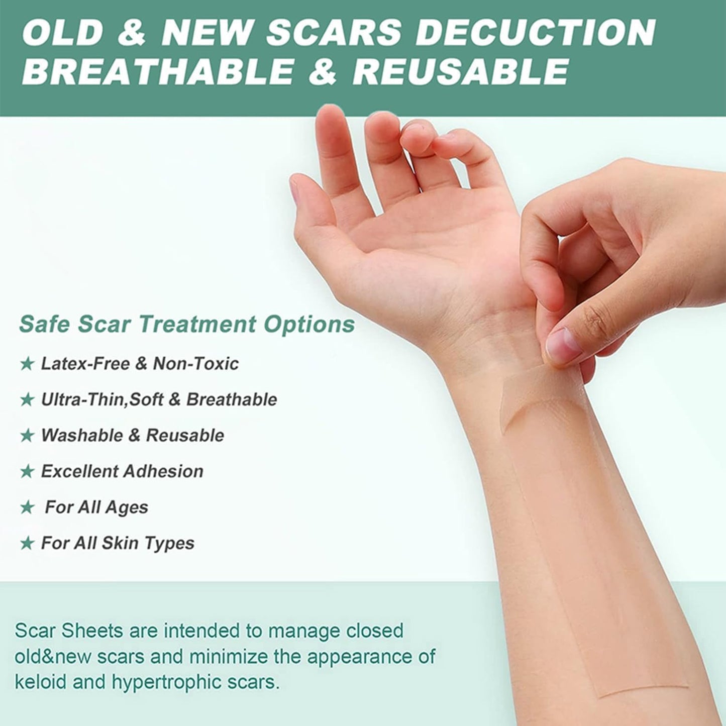 SKY-TOUCH Silicone Scar Sheets,Extra Long Scar Sheets for C-Section, Tummy Tuck, Keloid, and Surgical Scars - Reusable Medical Grade Silicone Scar Tape(4 x 150cm/1 Roll)
