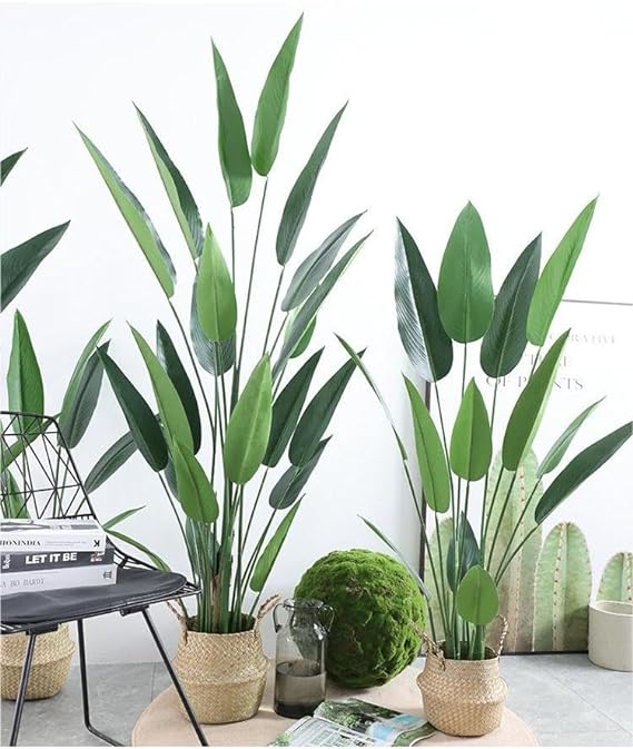 SKY-TOUCH Artificial Fake Plants: Banana Leaf Faux Plants Indoor Realistic Plants with Banana Leaf for Office Home Room Decor