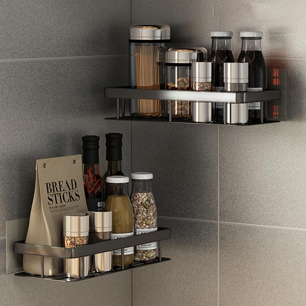SKY-TOUCH 4 Pack Shower Caddy,Bathroom Shower Organizer shelves,Rustproof Waterproof& Easy Mount,No Drilling - Self Adhesive,Home Wall Shower Inside Organization,30 * 13 * 4cm,Max Capacity 30lbs
